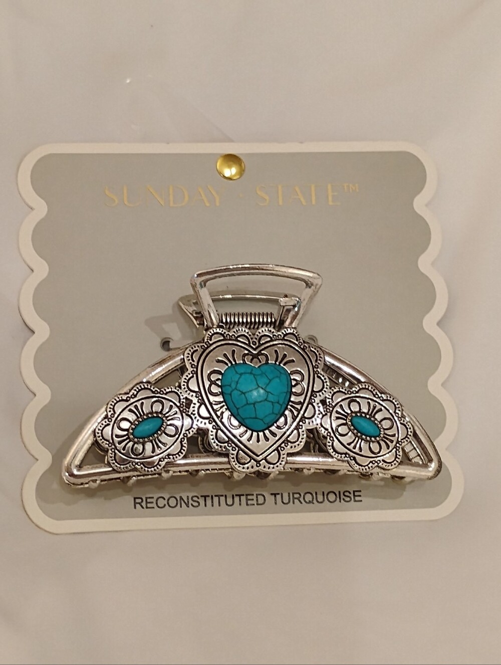 Sunday State Silver Hair Claw with Turquoise Accents